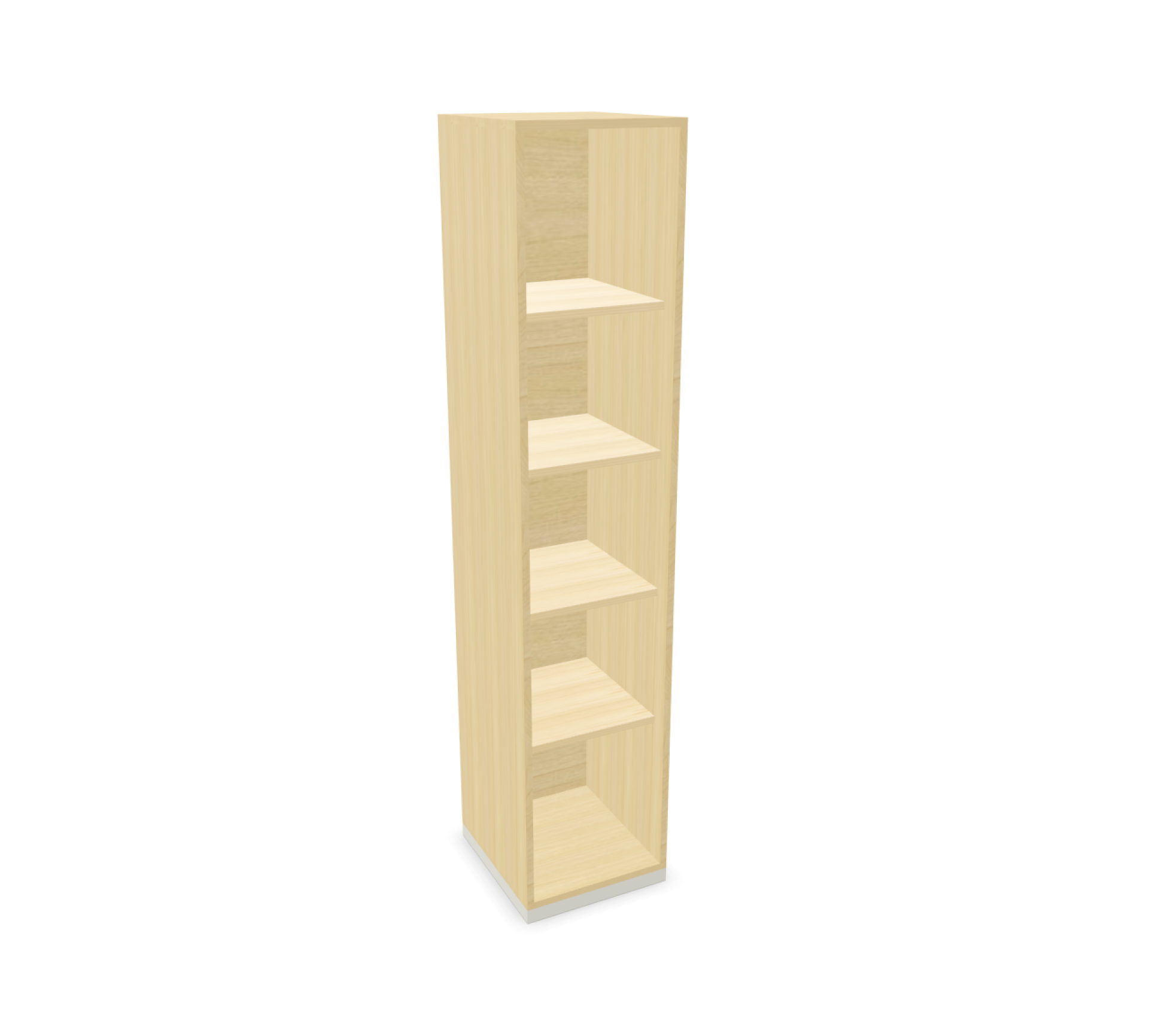 Share It Regal von Steelcase, 40 cm breit, helles Holz, mit vier Regalböden.